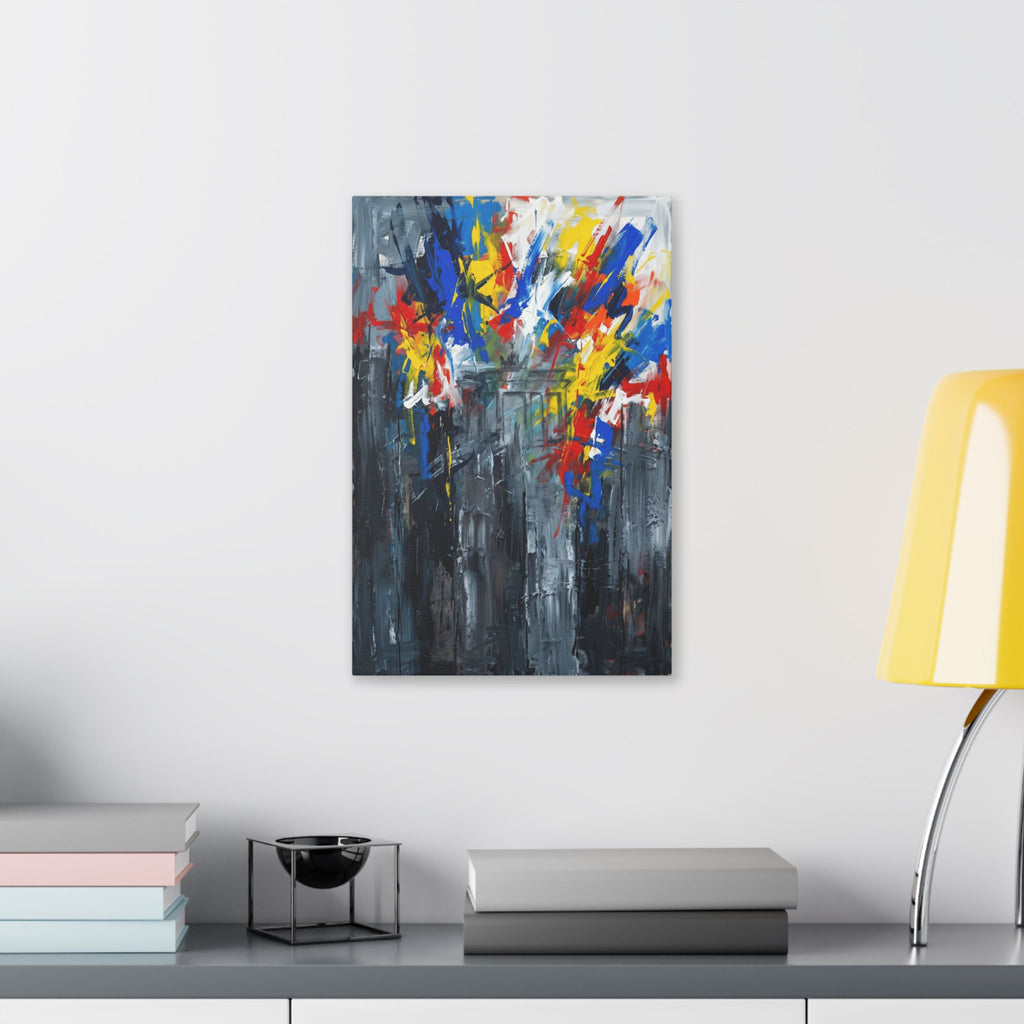 Abstract Cityscape Canvas Print showing Berlin history — Colorful Modern Stretched Wall Art