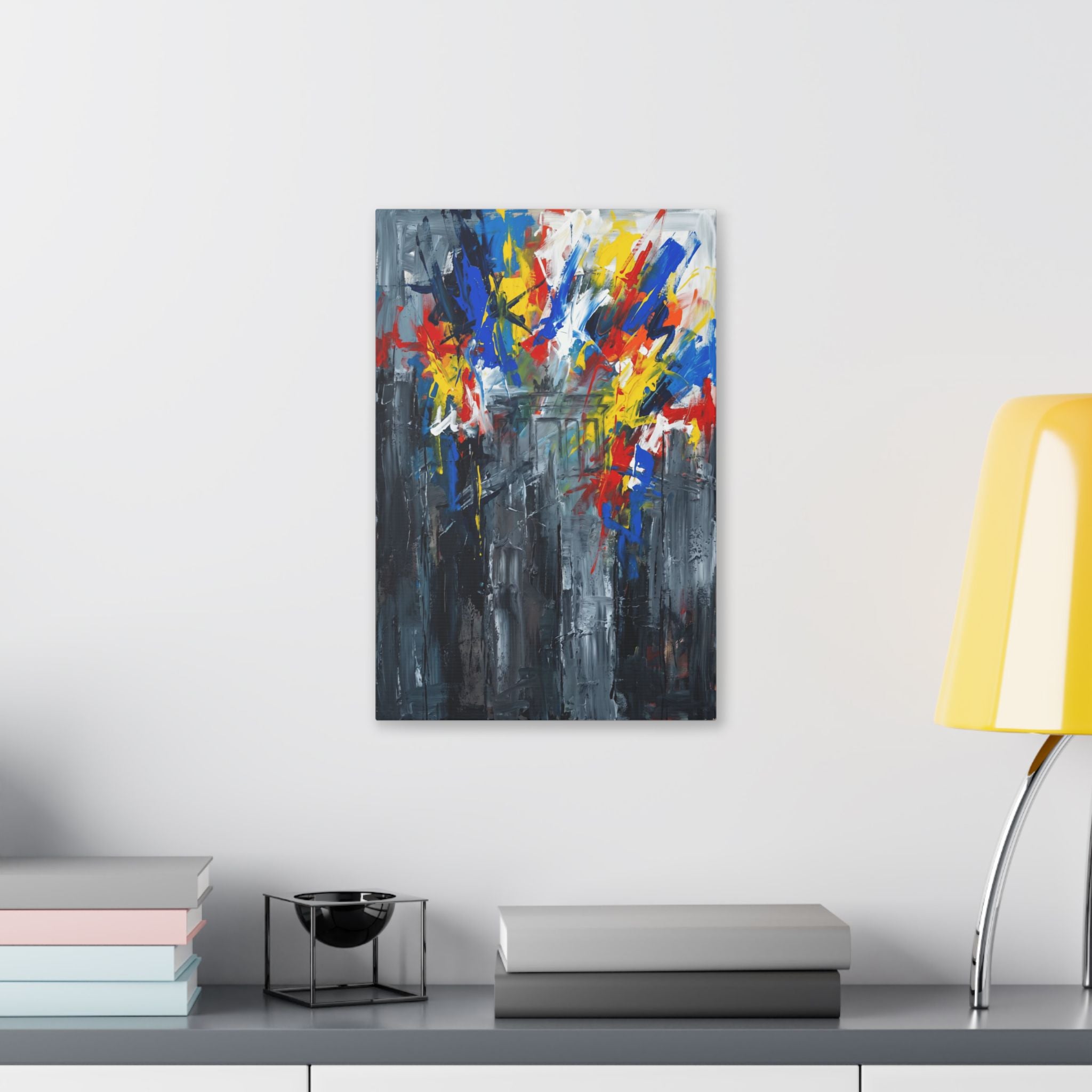 Abstract Cityscape Canvas Print showing Berlin history — Colorful Modern Stretched Wall Art