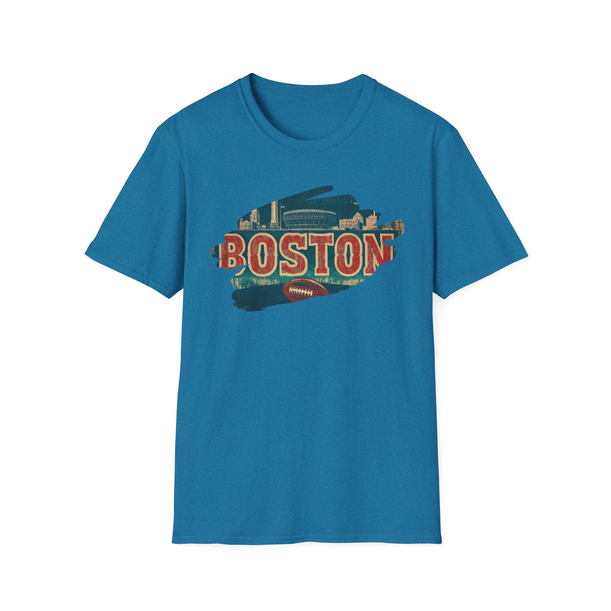 Boston Retro Brushstroke T-Shirt | City Skyline, Vintage Text