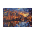 Amsterdam Canal Evening Canvas Print — Sunset Cityscape Wall Art