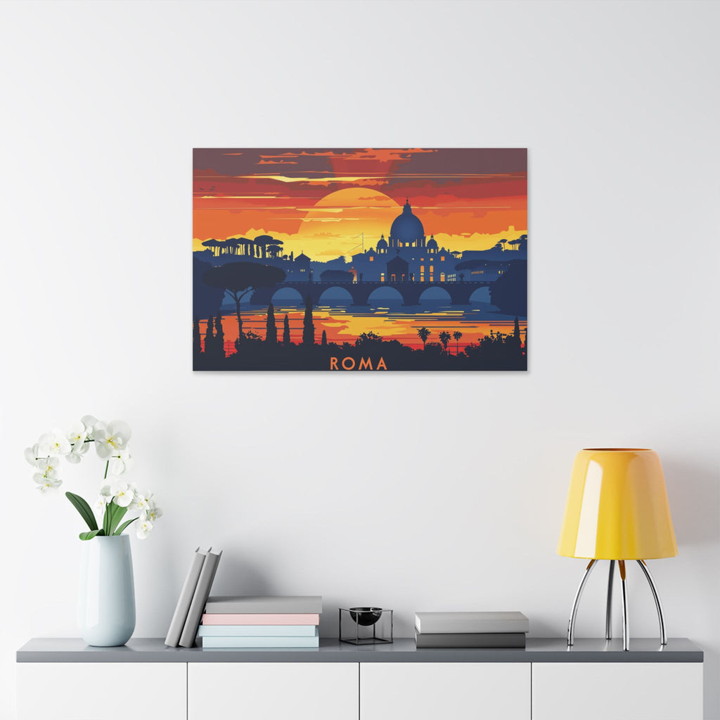Roma Sunset Canvas Print — Classic Stretched Rome Wall Art