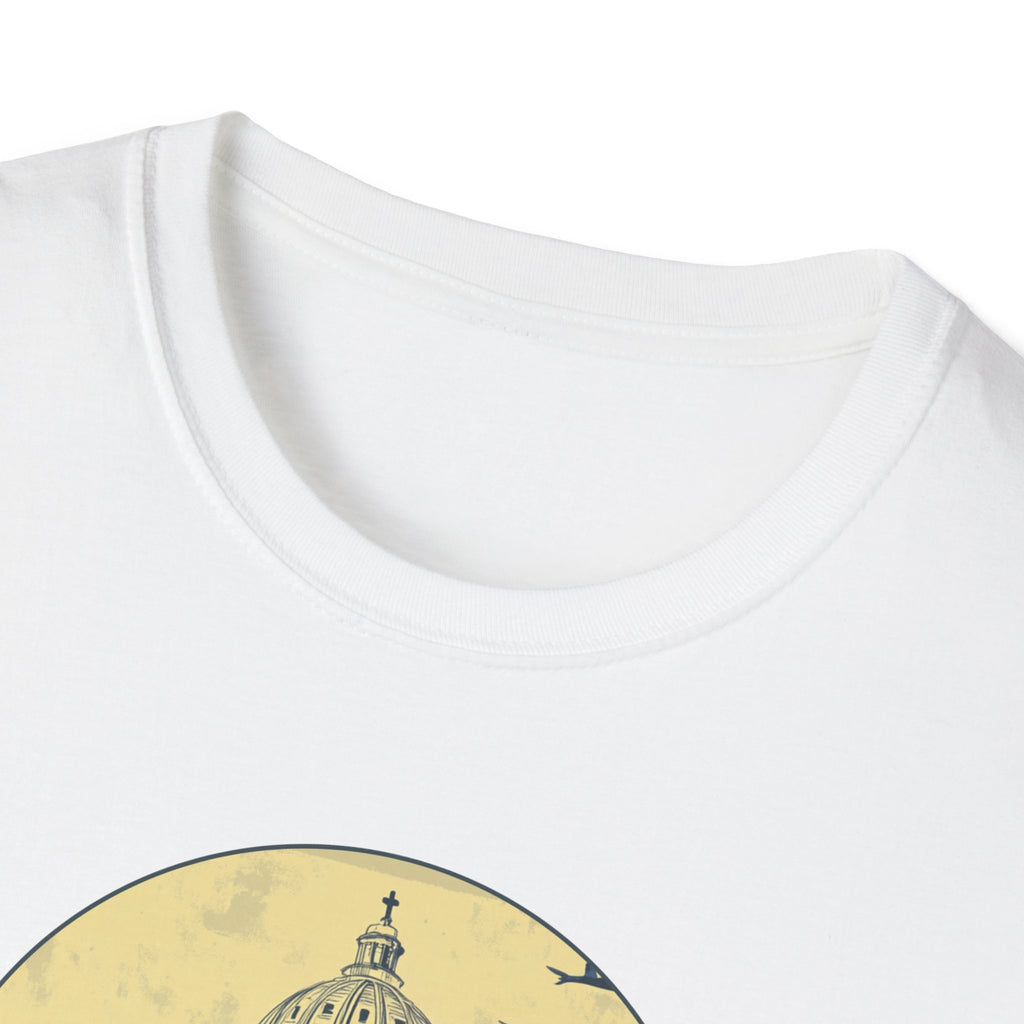 Rome skyline circle graphic T-Shirt | Vatican St. Peter dome vintage travel design