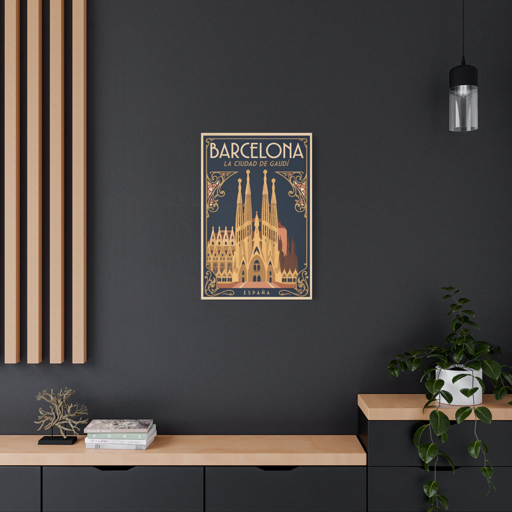 Barcelona Sagrada Família Canvas Wall Art — La Ciudad de Gaudí Travel Poster