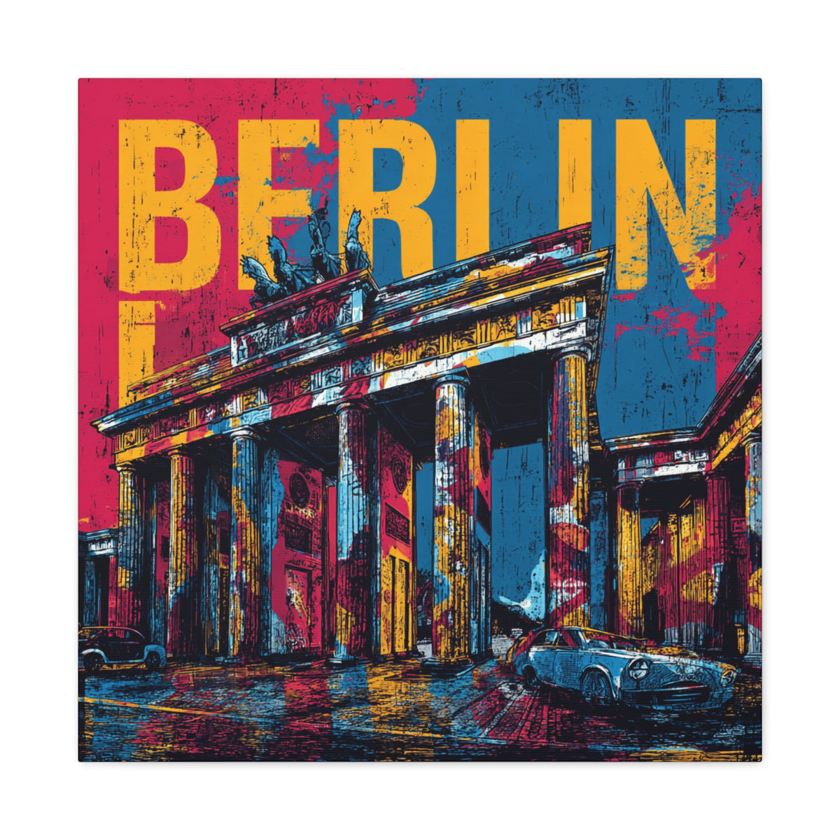 Berlin Pop Art Canvas Wall Art — Colorful Brandenburg Gate Stretched Canvas