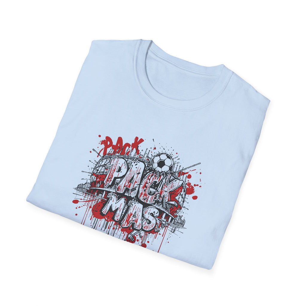 Pack Mas T-Shirt | Skull Mask Illustration, Horror Dripping Text