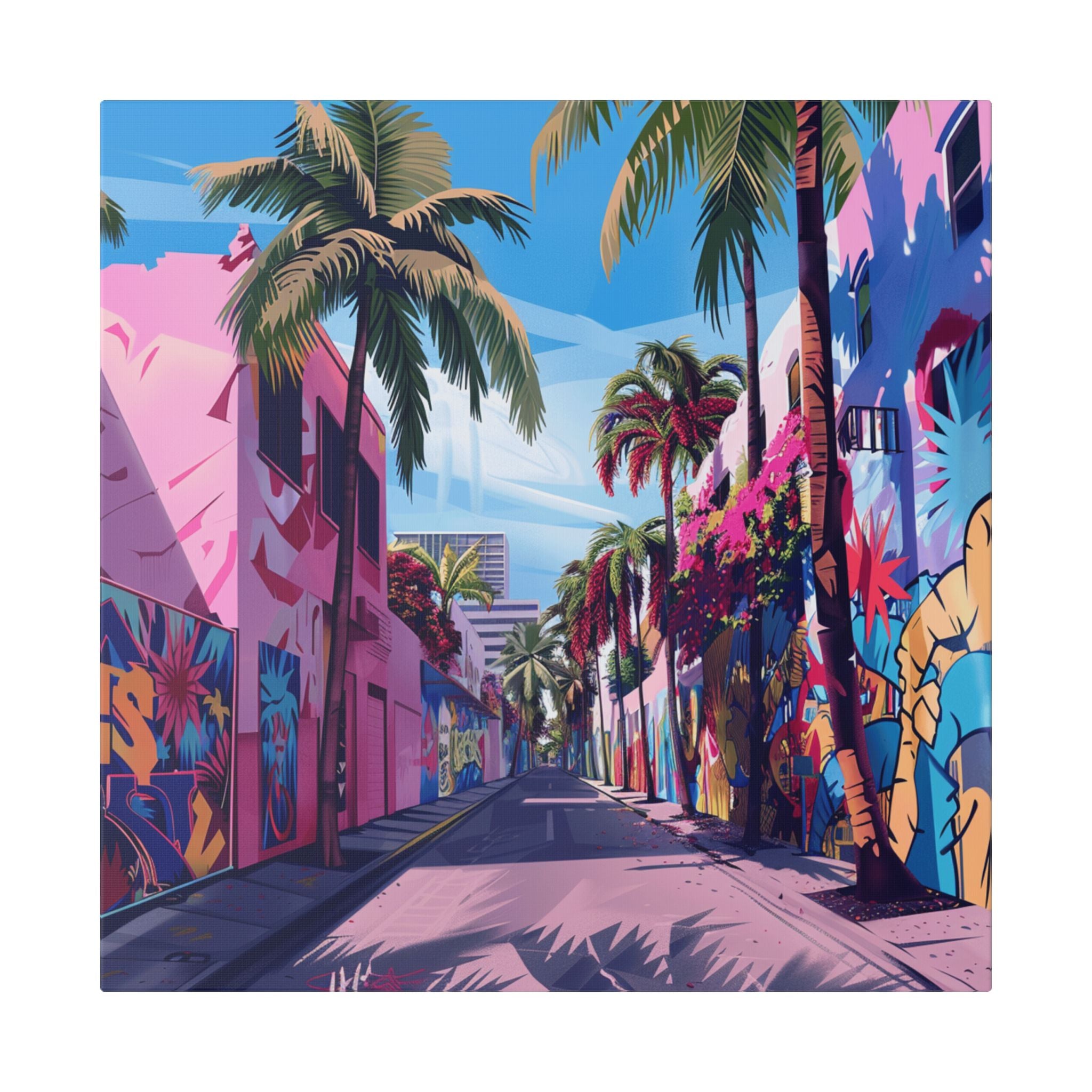 Wynwood Walls - Tropical Street Art Canvas – Miami Palm Alley Wall Art