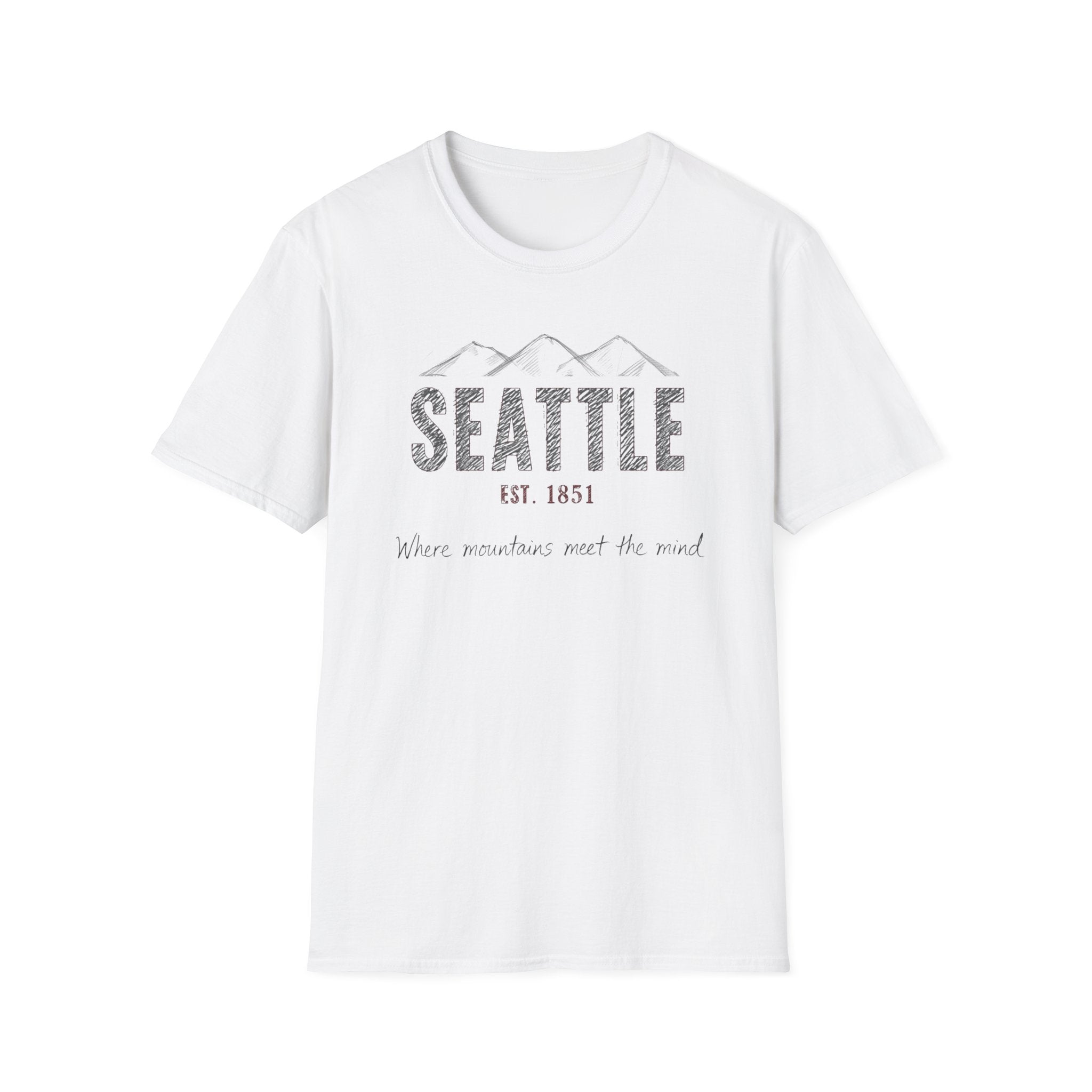 Seattle Mountains T-Shirt — "Where mountains meet the mind" Vintage City Tee