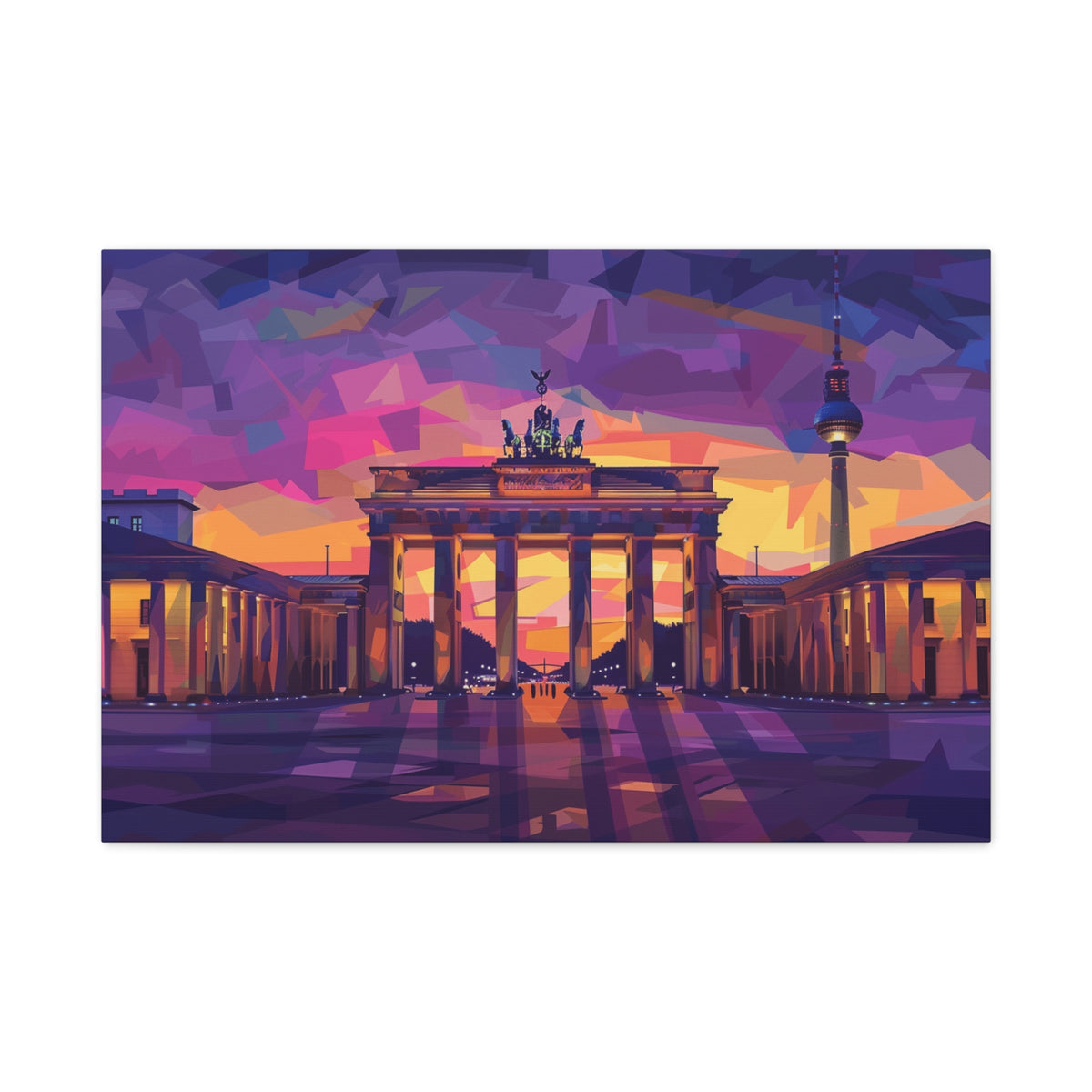 Brandenburg Gate Sunset Canvas — Colorful Berlin Landmark Wall Art
