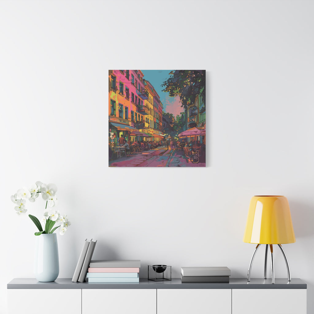 Berlin Kreuzberg neighbourhood - Vibrant European Street Cafe Canvas