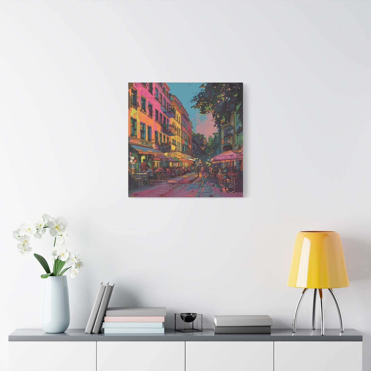 Berlin Kreuzberg neighbourhood - Vibrant European Street Cafe Canvas