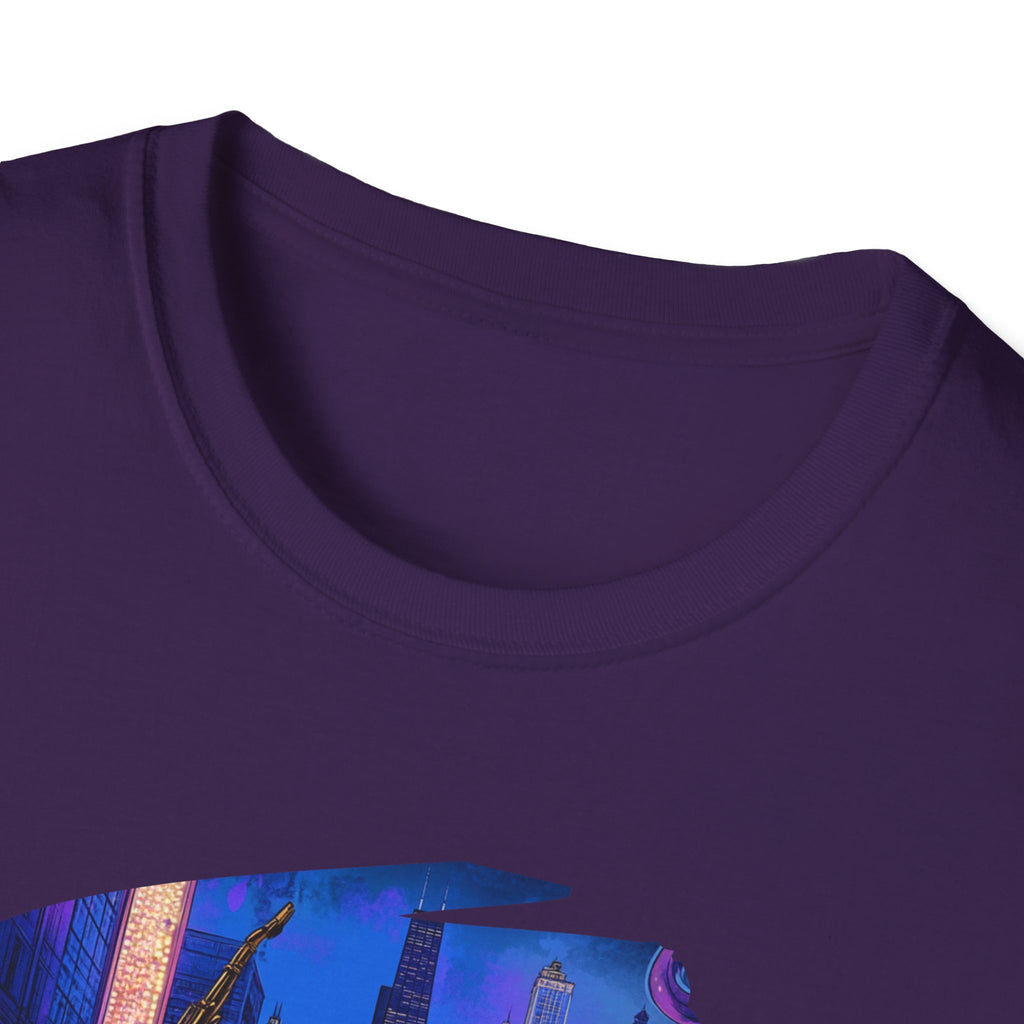 Chicago Neon Skyline T-Shirt | Cityscape Night Design