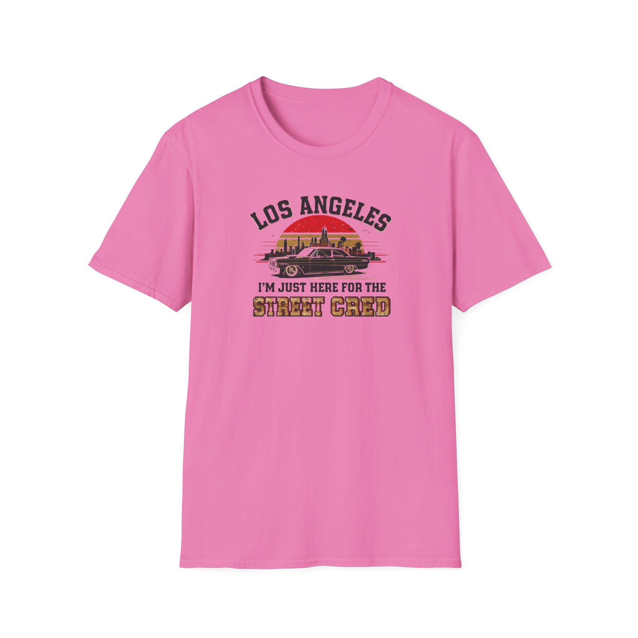 Los Angeles Vintage Sunset T-Shirt — "I’m Just Here for the Street Cred" Car Graphic
