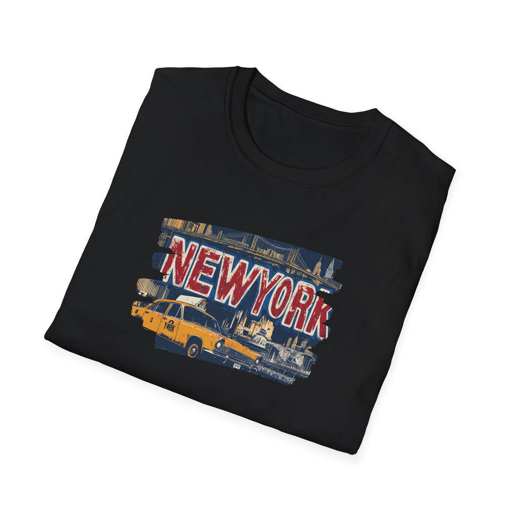 New York Taxi Skyline T-Shirt | NYC vintage cab illustration