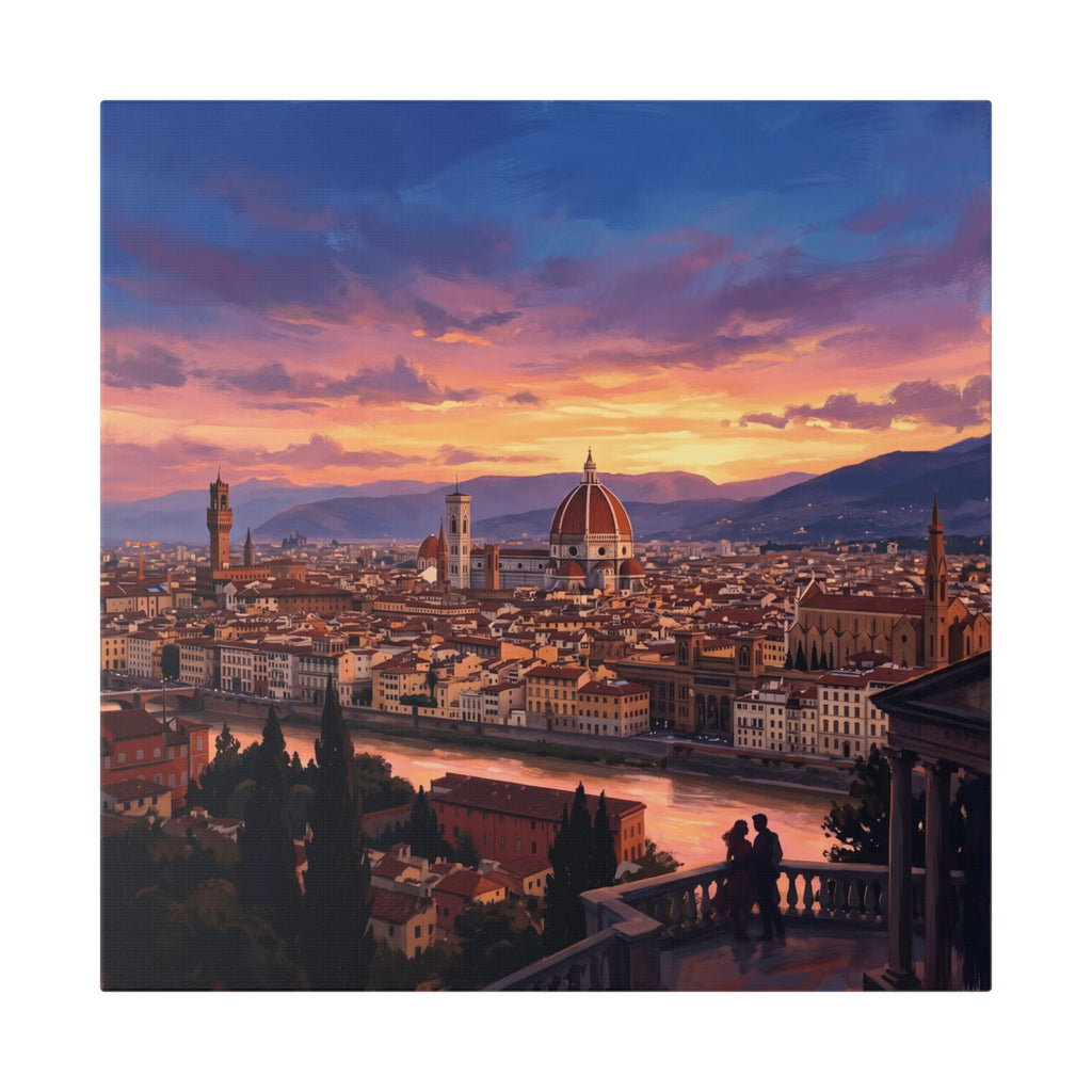 Florence Sunset Canvas Print — Romantic Cityscape Stretched Canvas