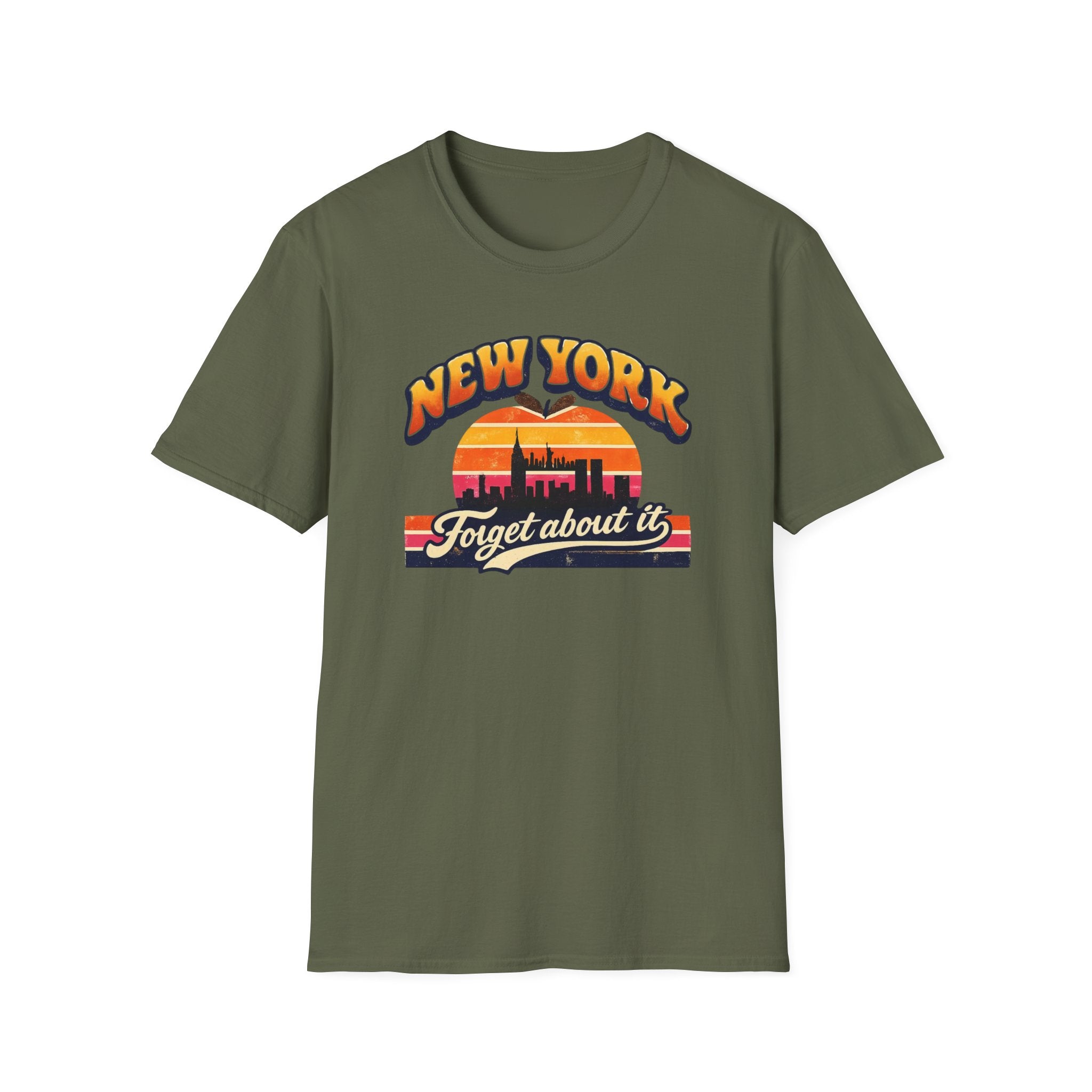 New York "Forget About It" Retro Sunset T-Shirt