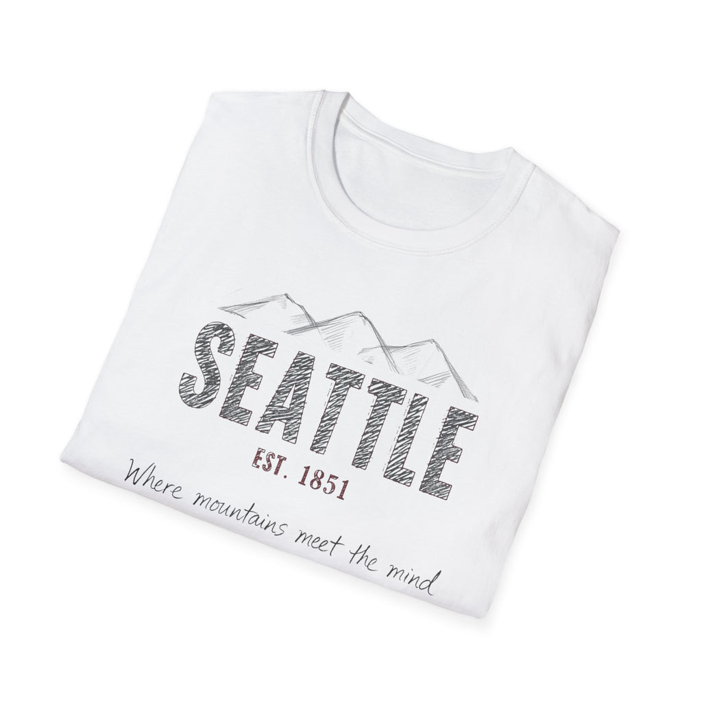 Seattle Mountains T-Shirt — "Where mountains meet the mind" Vintage City Tee