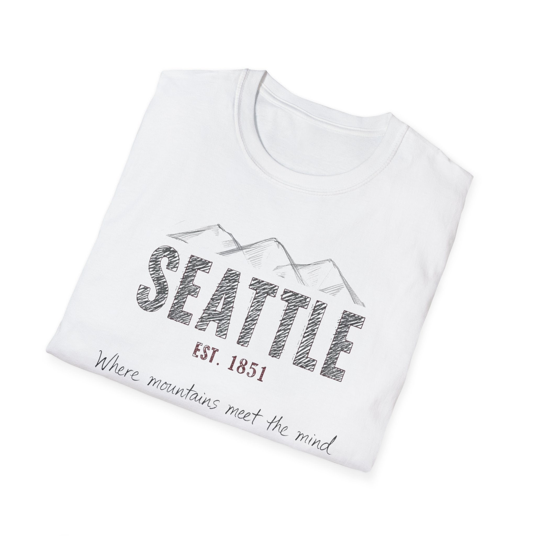 Seattle Mountains T-Shirt — "Where mountains meet the mind" Vintage City Tee