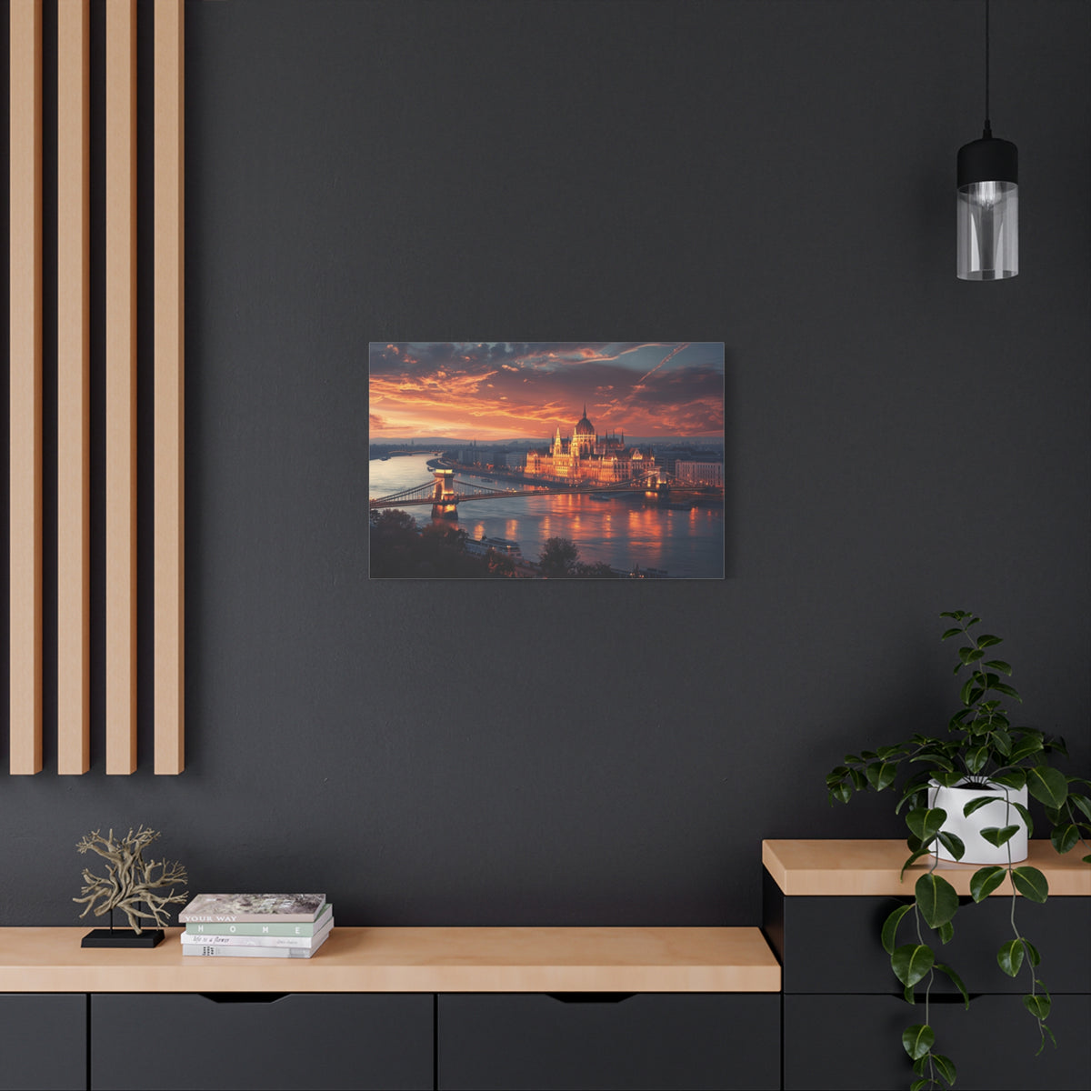 Budapest Parliament at Sunset — Classic Stretched Canvas Wall Art