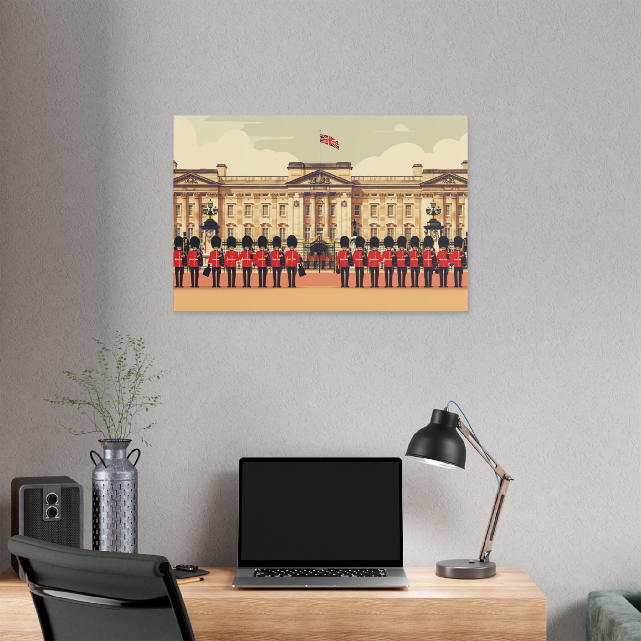 Buckingham Palace Guards Canvas Wall Art — British Royal Guard Illustration