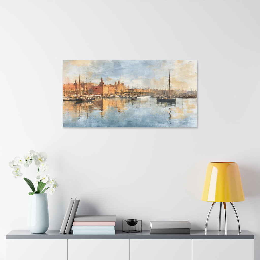 Barcelona Harbor Sunrise Canvas