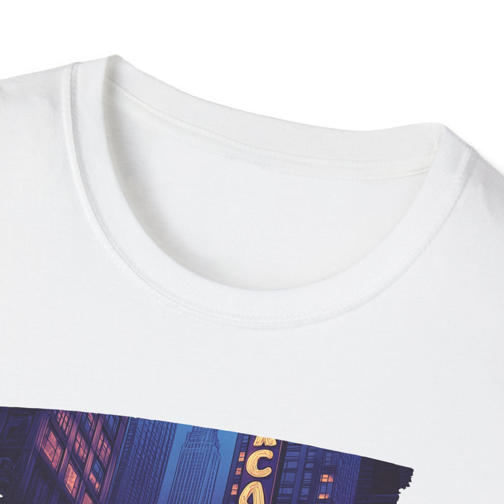 Chicago Neon Sign Brushstroke T-Shirt | City Skyline Typography