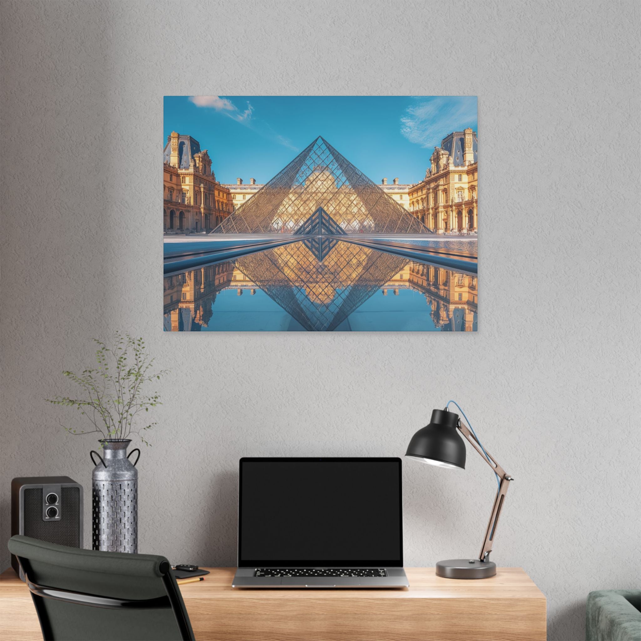 Louvre Glass Pyramid Canvas Print — Paris Travel Wall Art