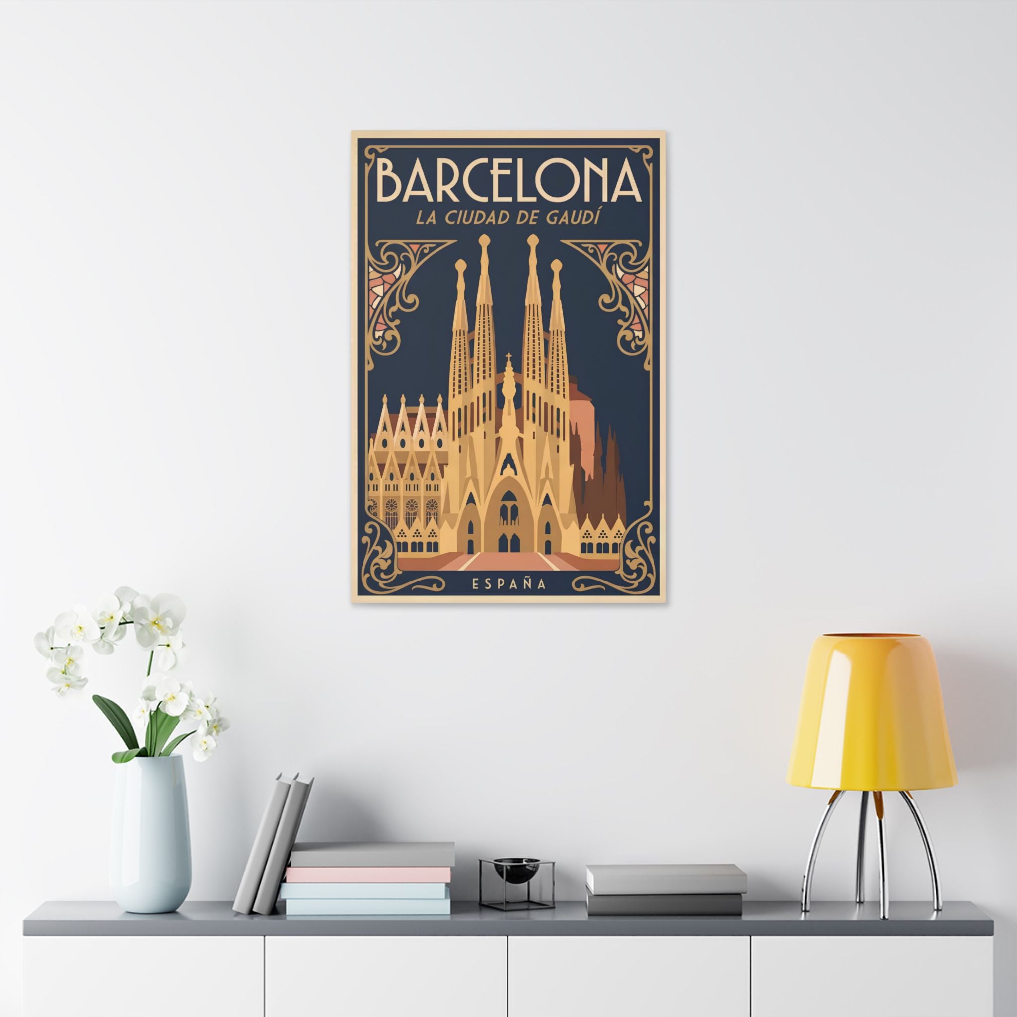 Barcelona Sagrada Família Canvas Wall Art — La Ciudad de Gaudí Travel Poster