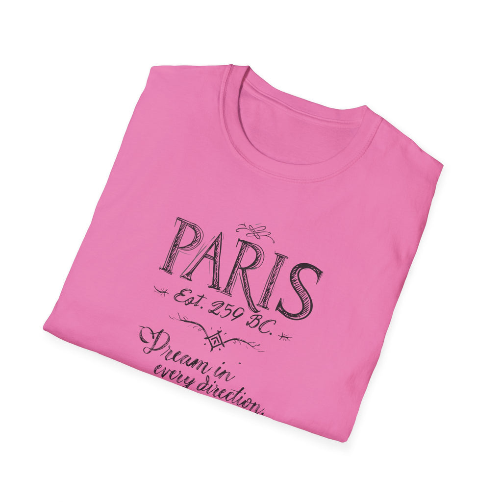 Paris Vintage Script T‑Shirt — "Dream in Every Direction"