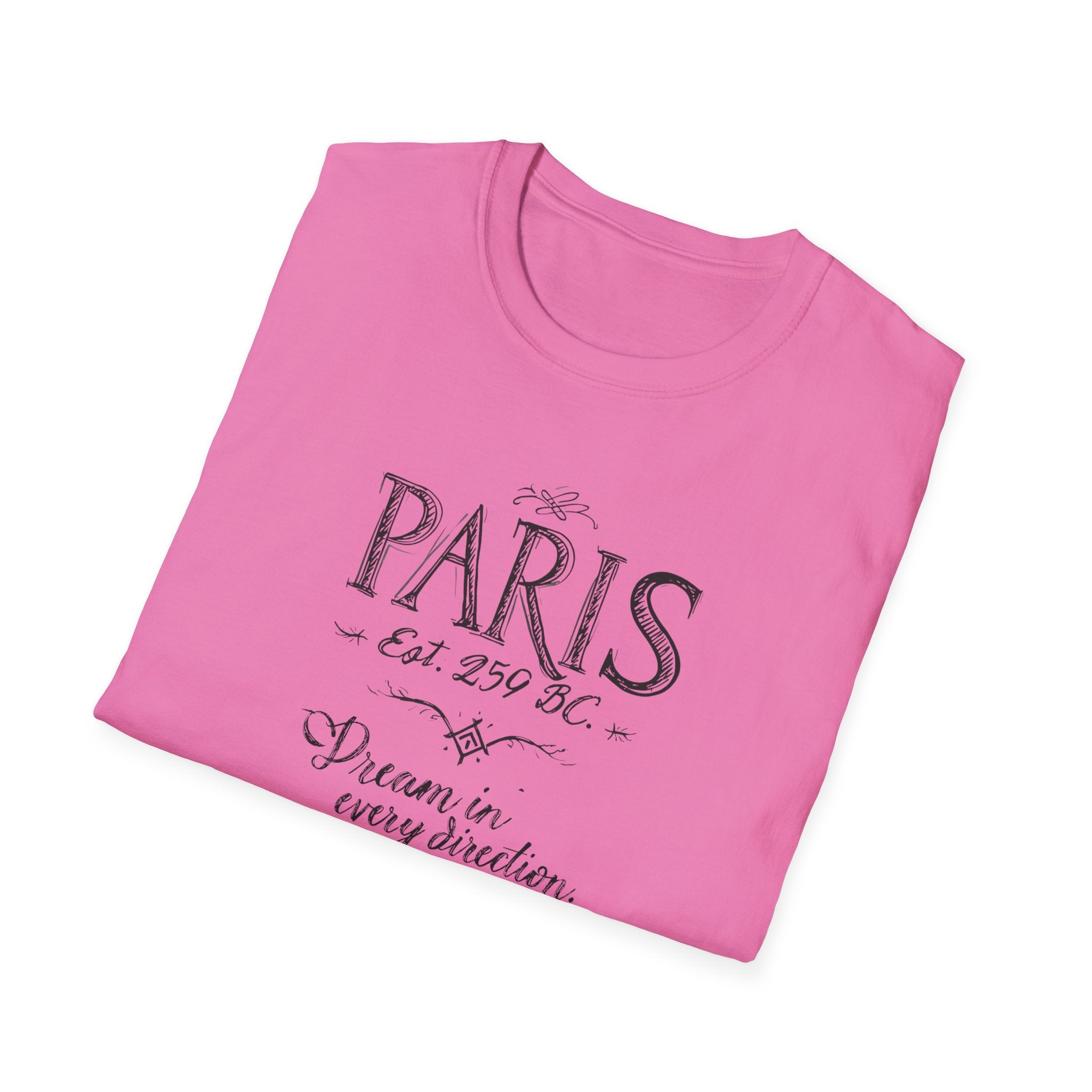Paris Vintage Script T‑Shirt — "Dream in Every Direction"