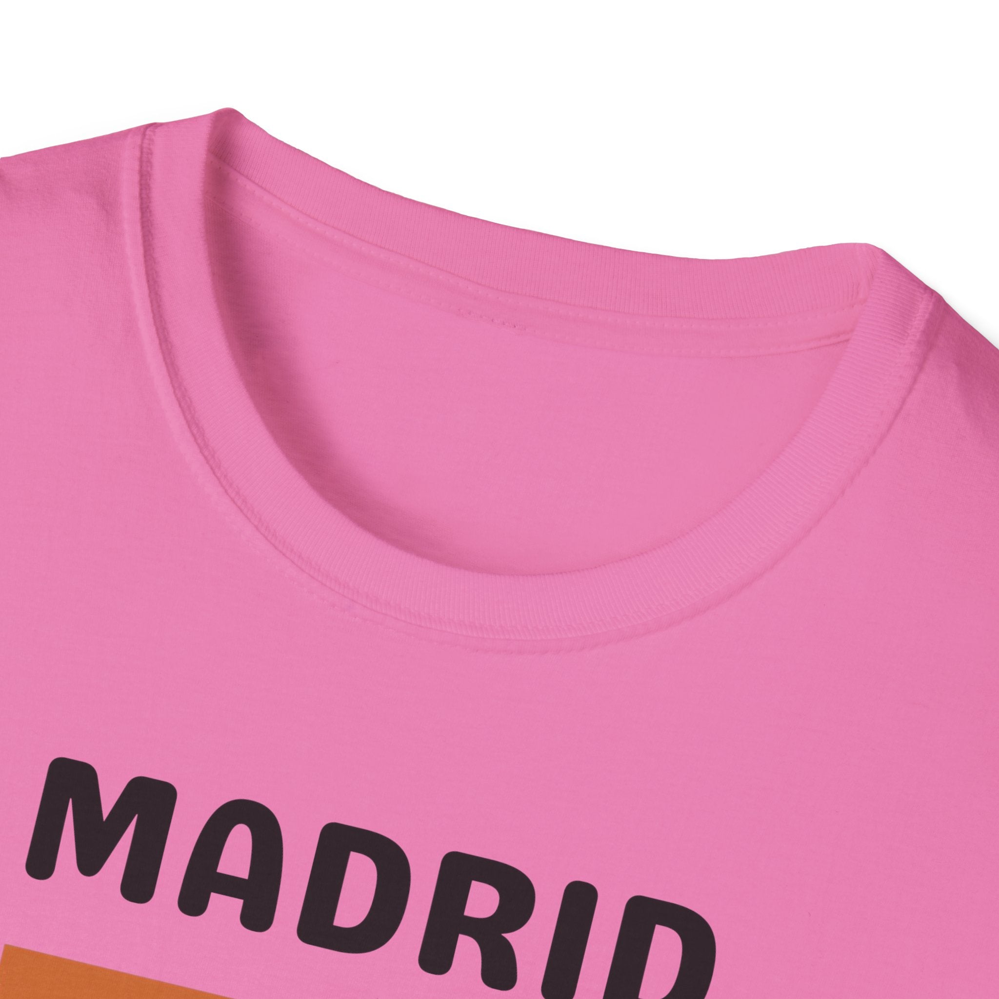 Madrid Retro Stripes T-Shirt | Vintage City Typography, Earth Tone Bars