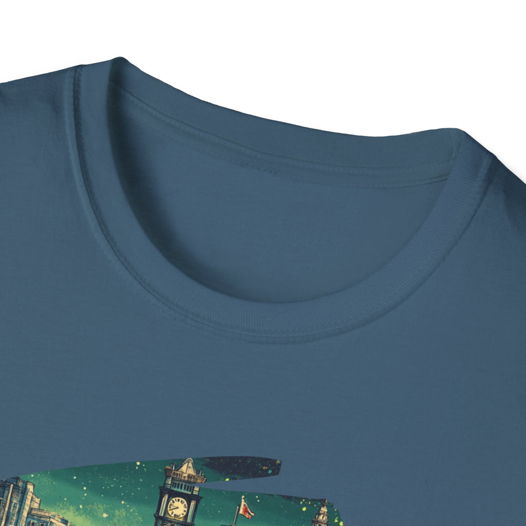 Dublin vintage travel collage T-Shirt | Irish city skyline, retro postcard style
