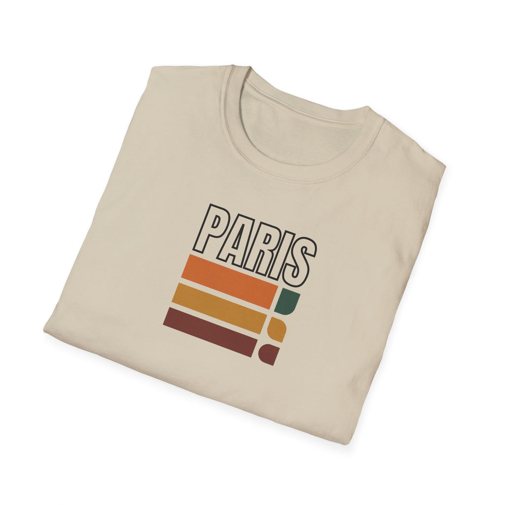 Paris Retro Stripes T-Shirt | Vintage Skyline Bars, Minimal Graphic