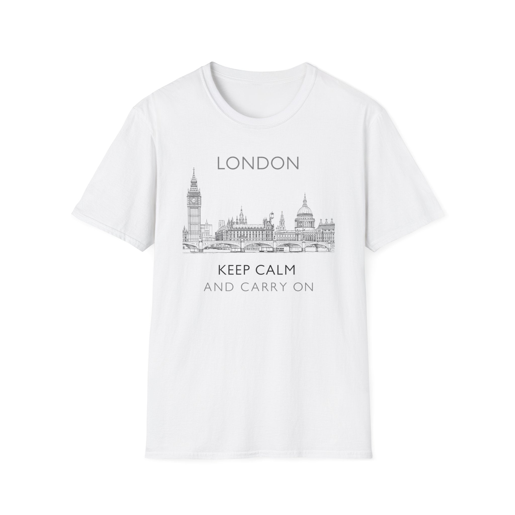London skyline Keep Calm and Carry On T-Shirt | UK travel souvenir