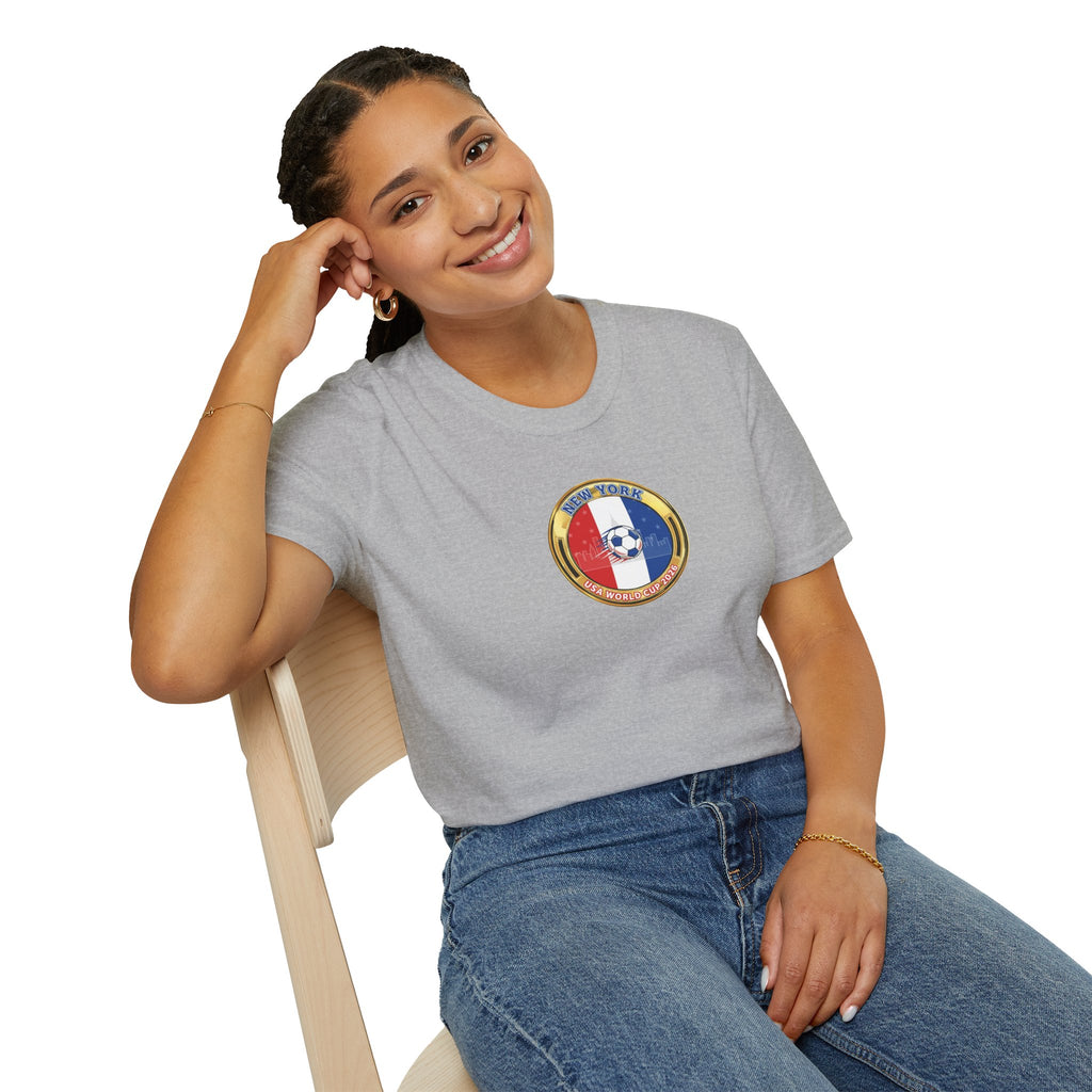 New York Host City World Cup 2026 Soccer Crest T-Shirt — Flag Emblem Football Tee