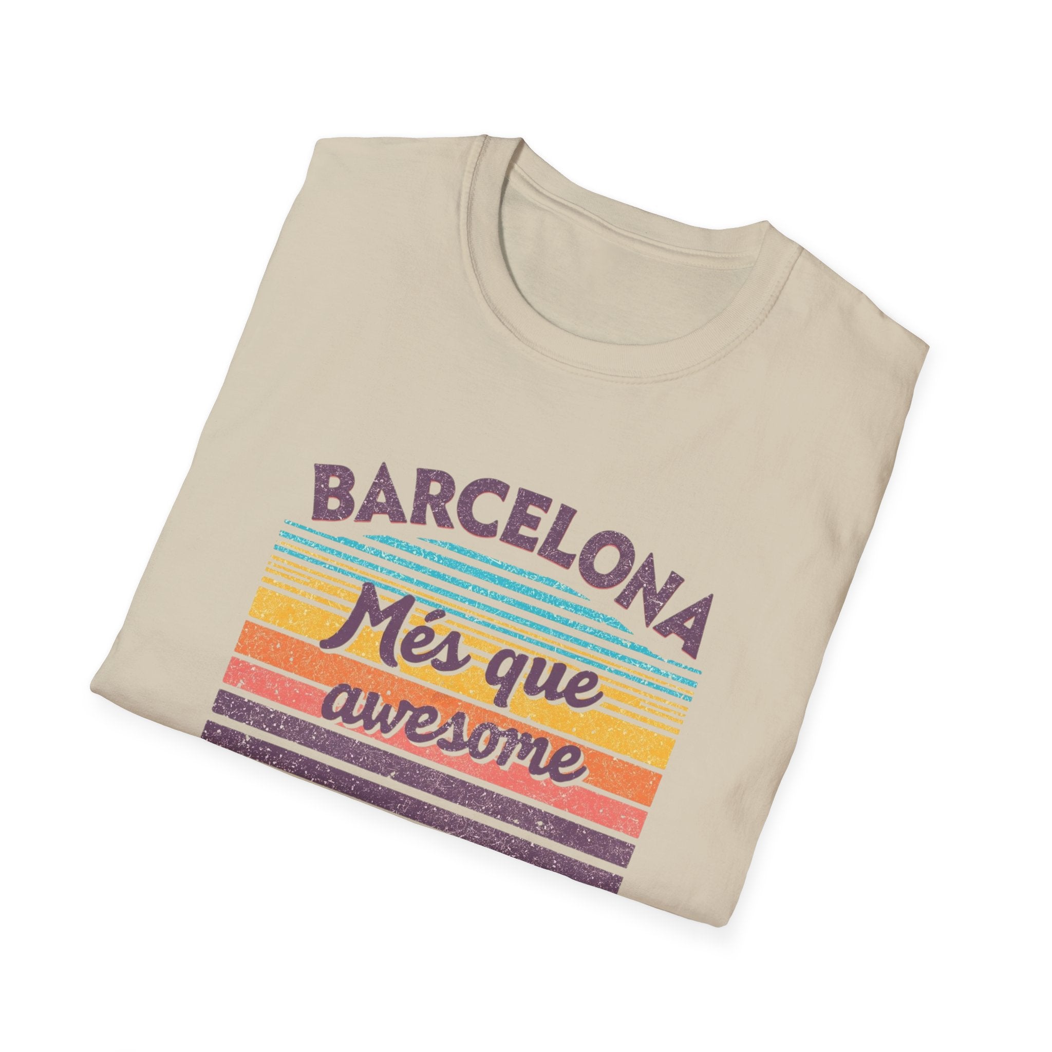 Barcelona "Més que awesome" Retro Striped T-Shirt