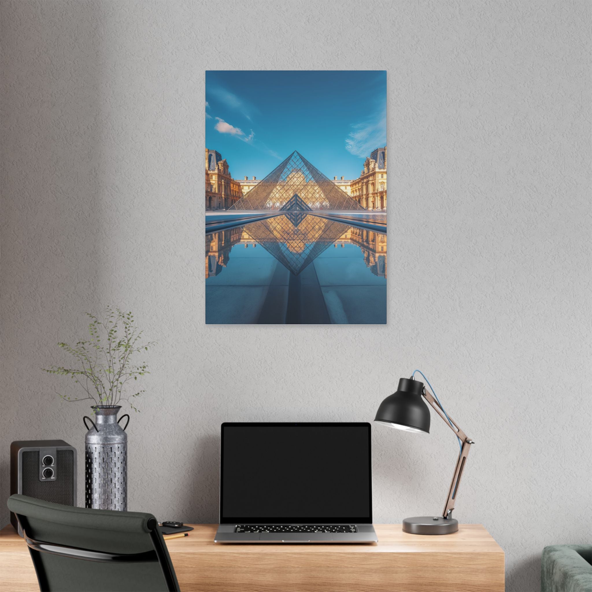 Louvre Glass Pyramid Canvas Print — Paris Travel Wall Art