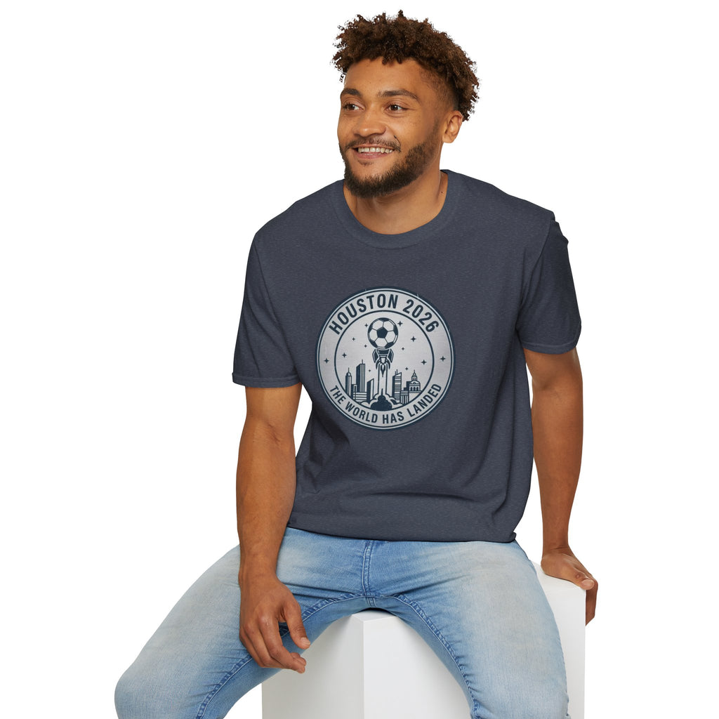 Houston 2026 Soccer Tee — "The World Has Landed" City Crest