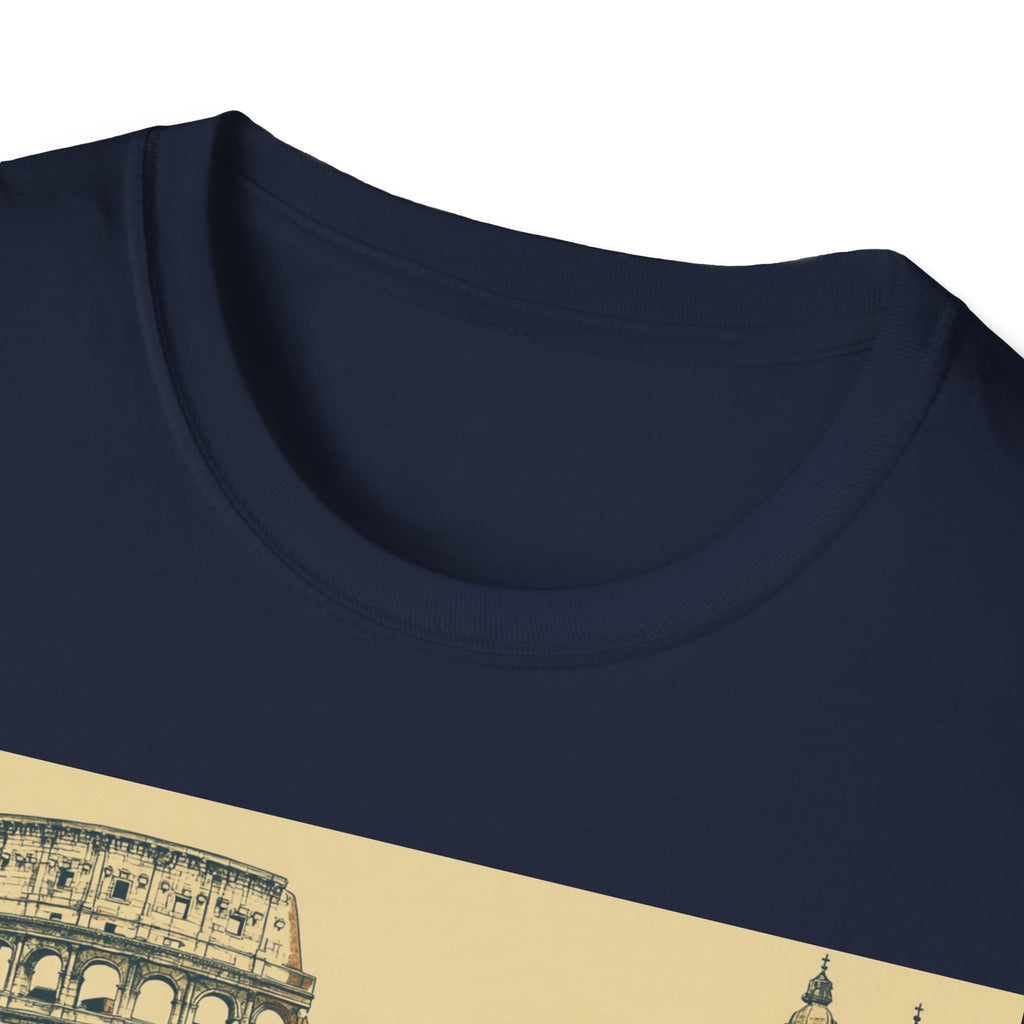 Rome Vintage Scooter T-Shirt | Colosseum Travel Postcard Design