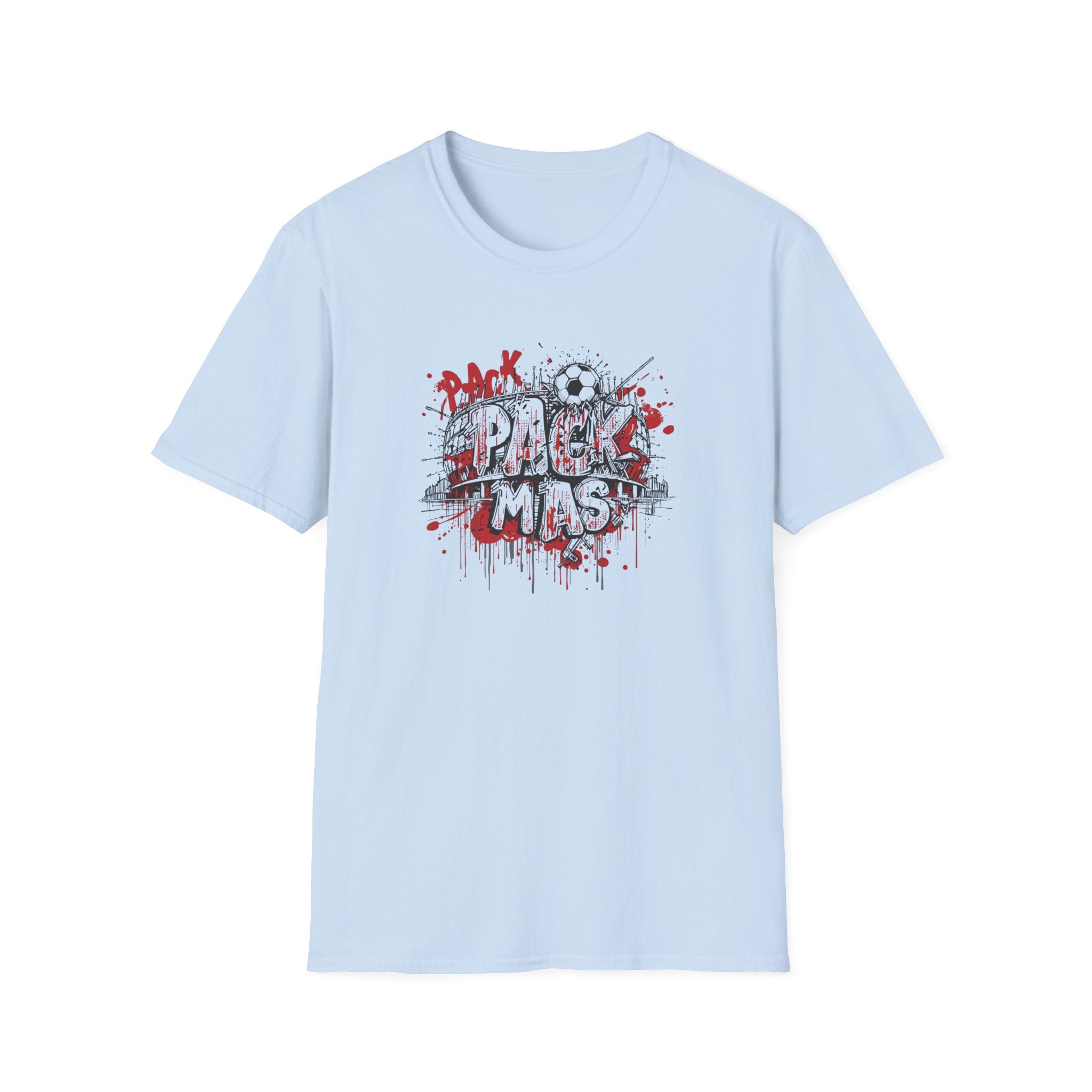 Pack Mas T-Shirt | Skull Mask Illustration, Horror Dripping Text