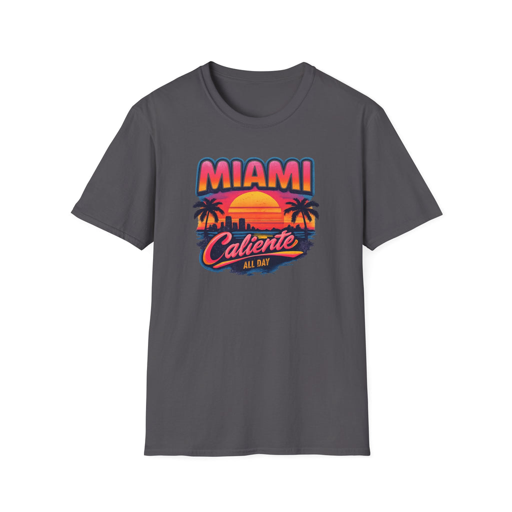 Miami Caliente Sunset T-Shirt — Vintage Palm Beach Vacation Tee