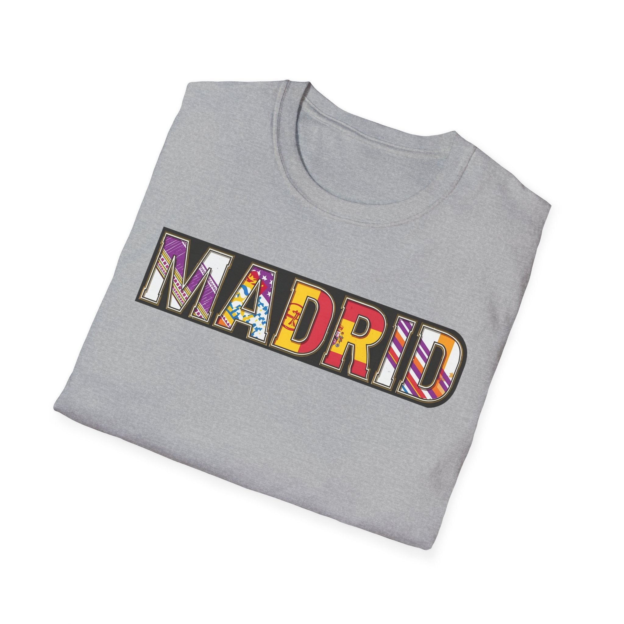 Madrid Colorful Lettering T-Shirt | City Typography Travel Shirt