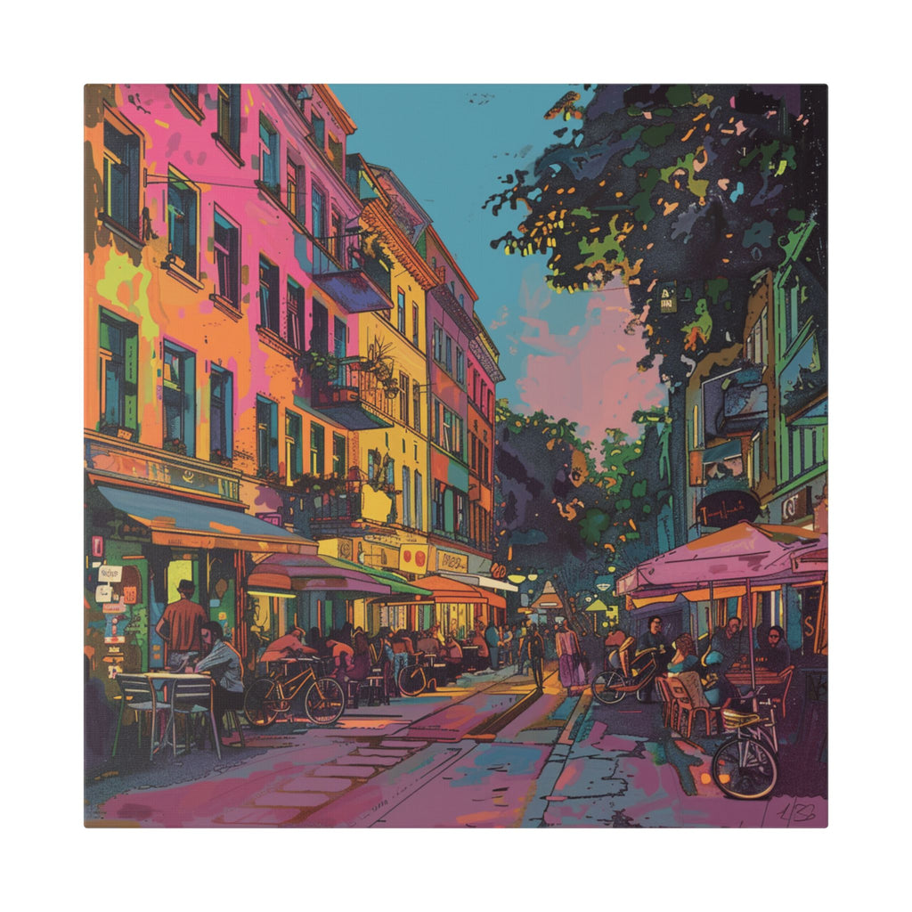 Berlin Kreuzberg neighbourhood - Vibrant European Street Cafe Canvas