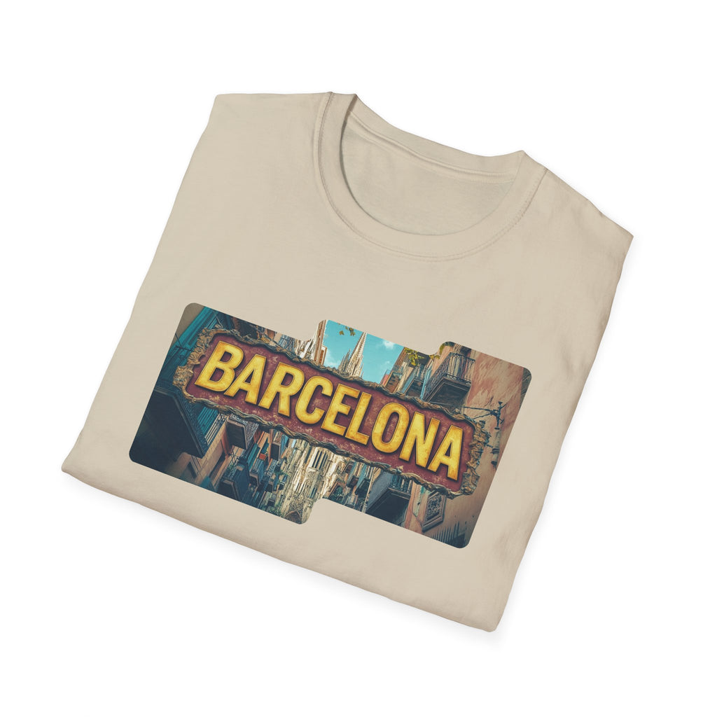 Barcelona Cityscape T-Shirt | Vintage Sign Travel Tee