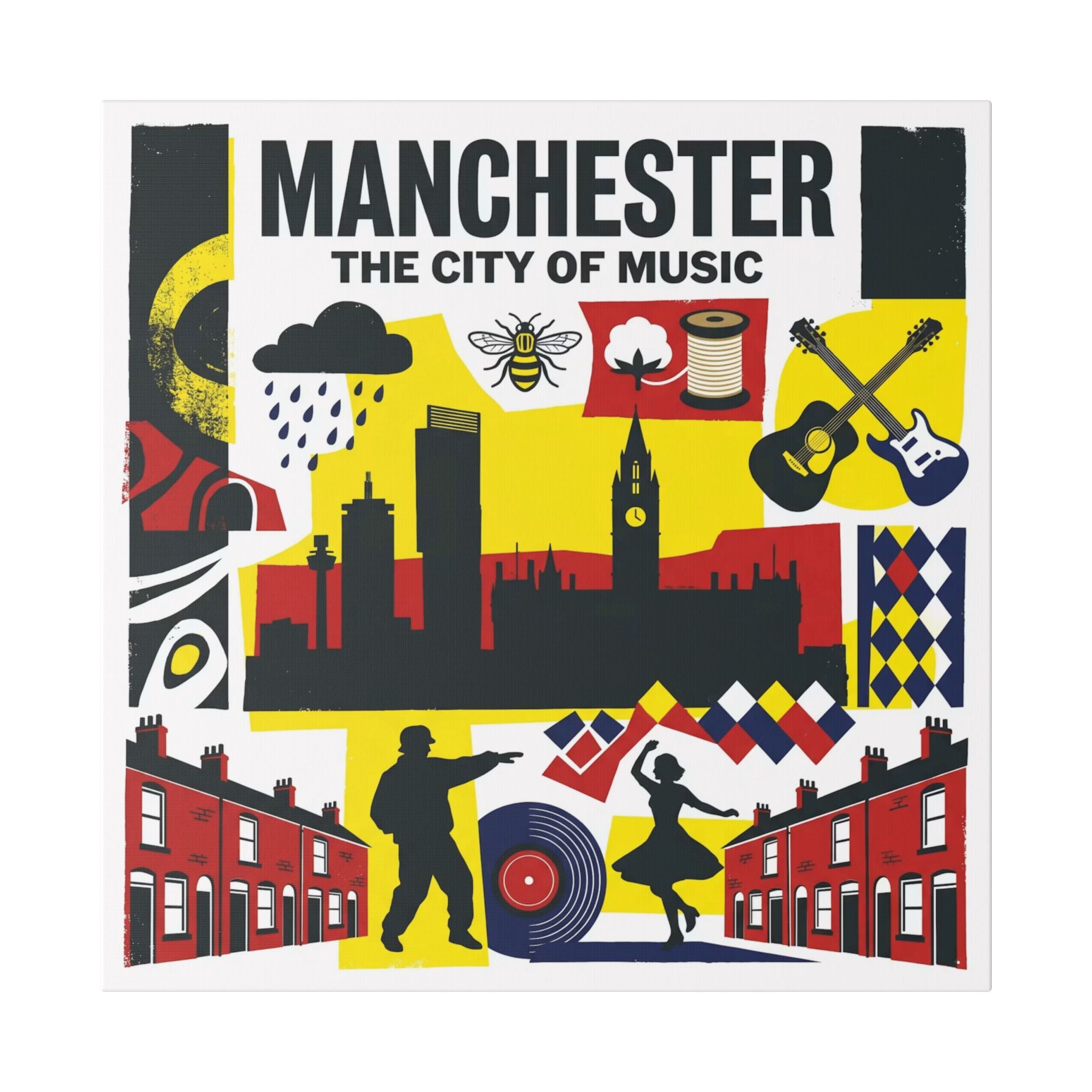 Manchester — The City of Music Stretched Canvas Wall Art