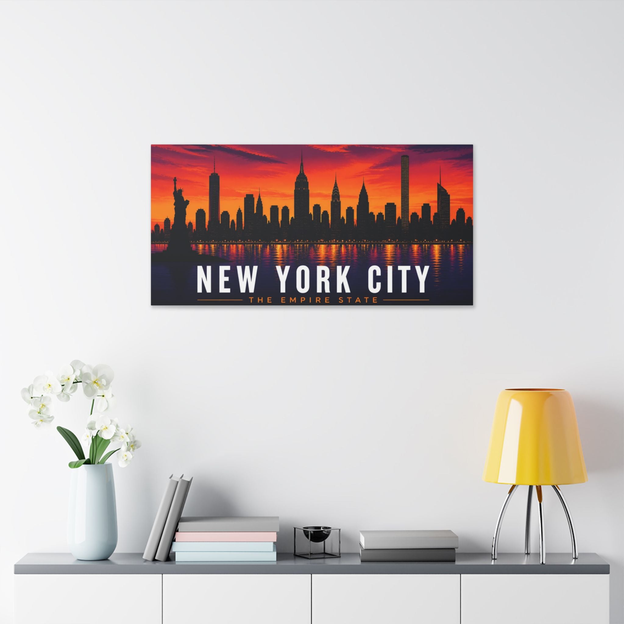 New York City Skyline Canvas Art – 'New York City The Empire State' Stretched Wall Decor
