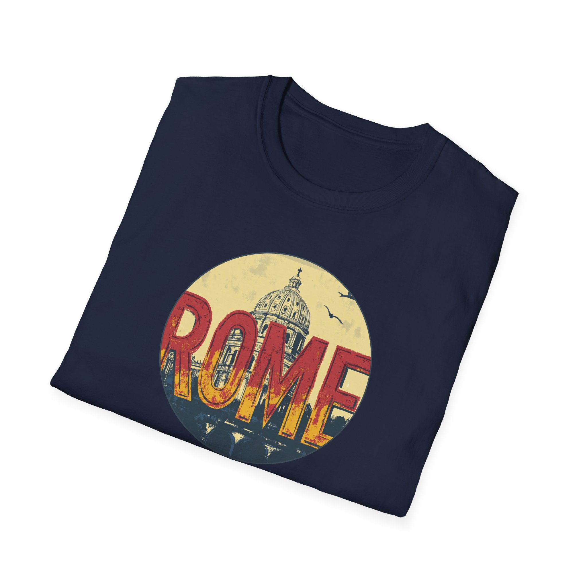 Rome skyline circle graphic T-Shirt | Vatican St. Peter dome vintage travel design