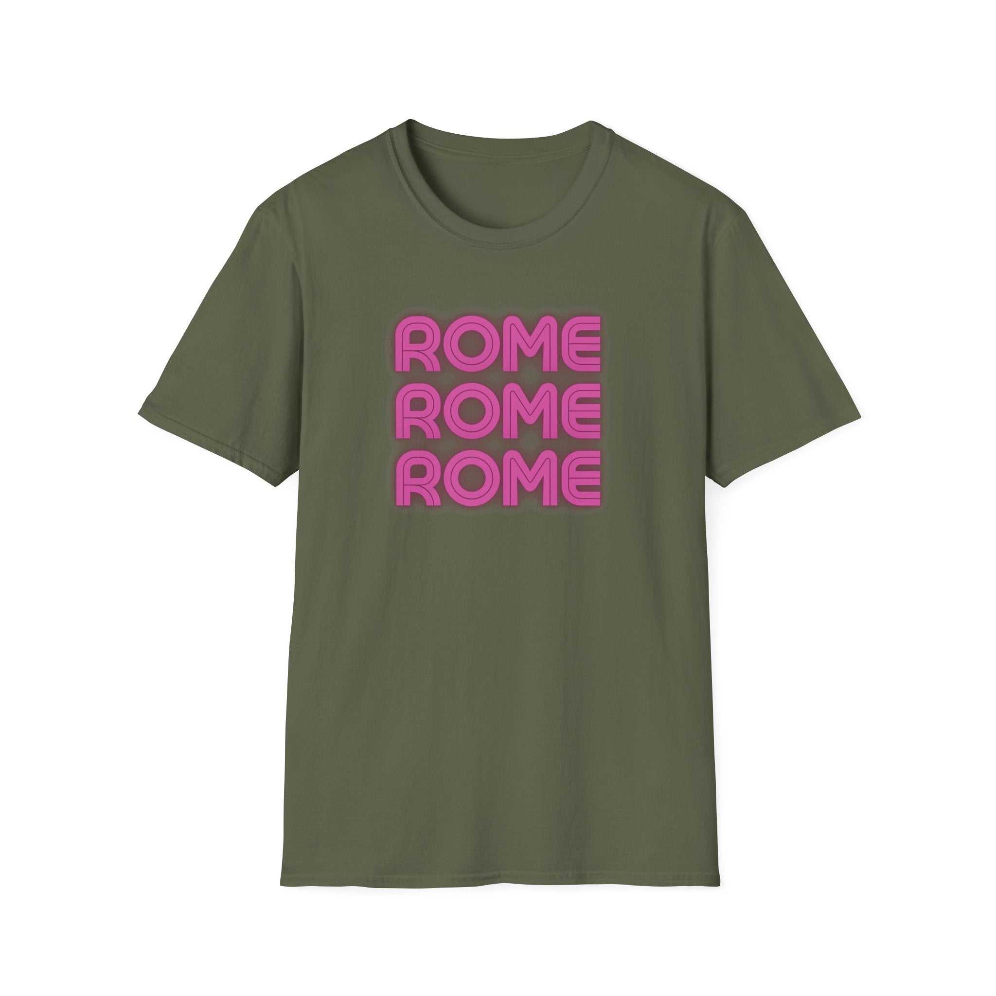 Rome Rome Rome T-Shirt | Pink Retro Text Tee