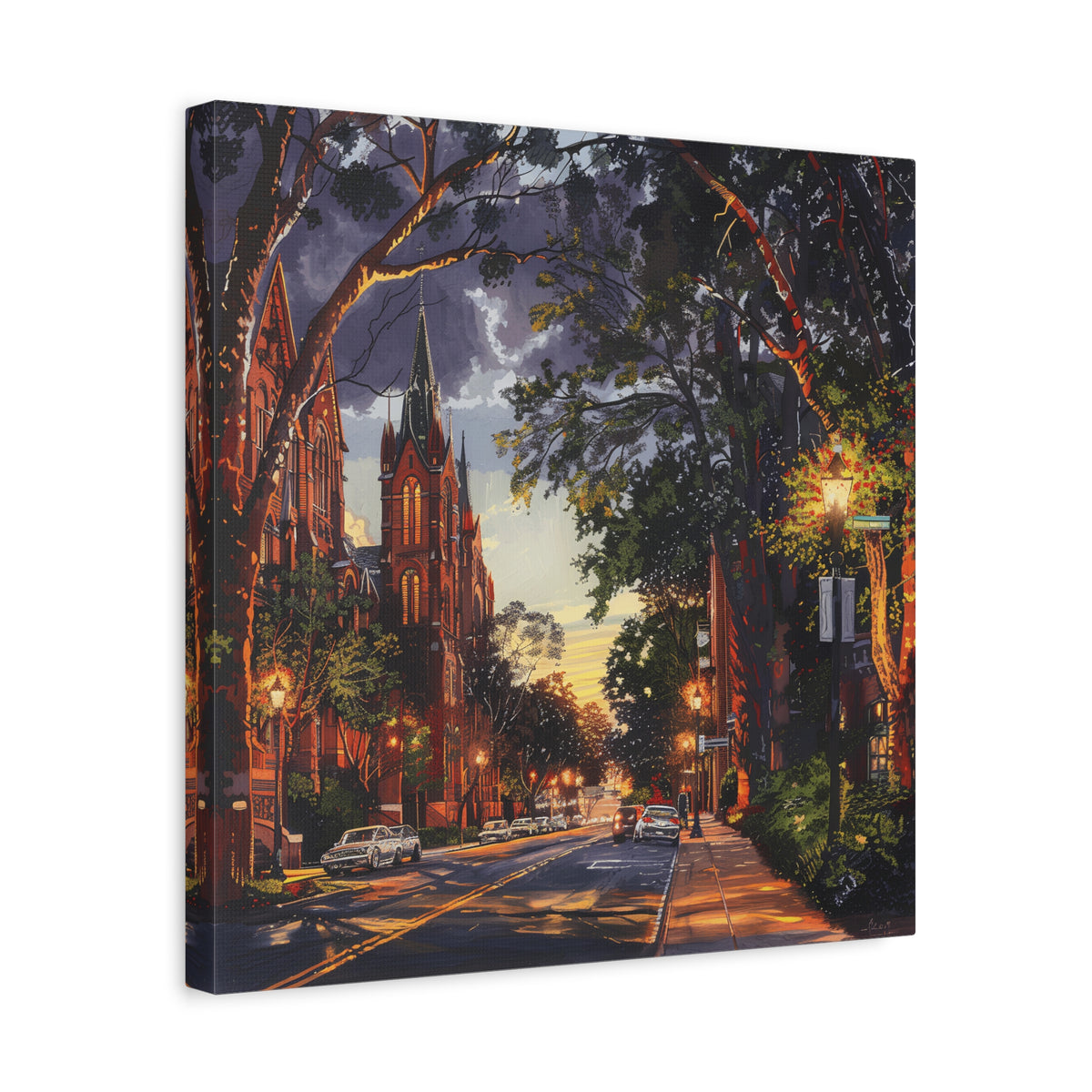 Atlanta Sweet Auburn District - Sunset Church Street Canvas Print — Urban Evening Landscape Wall Art