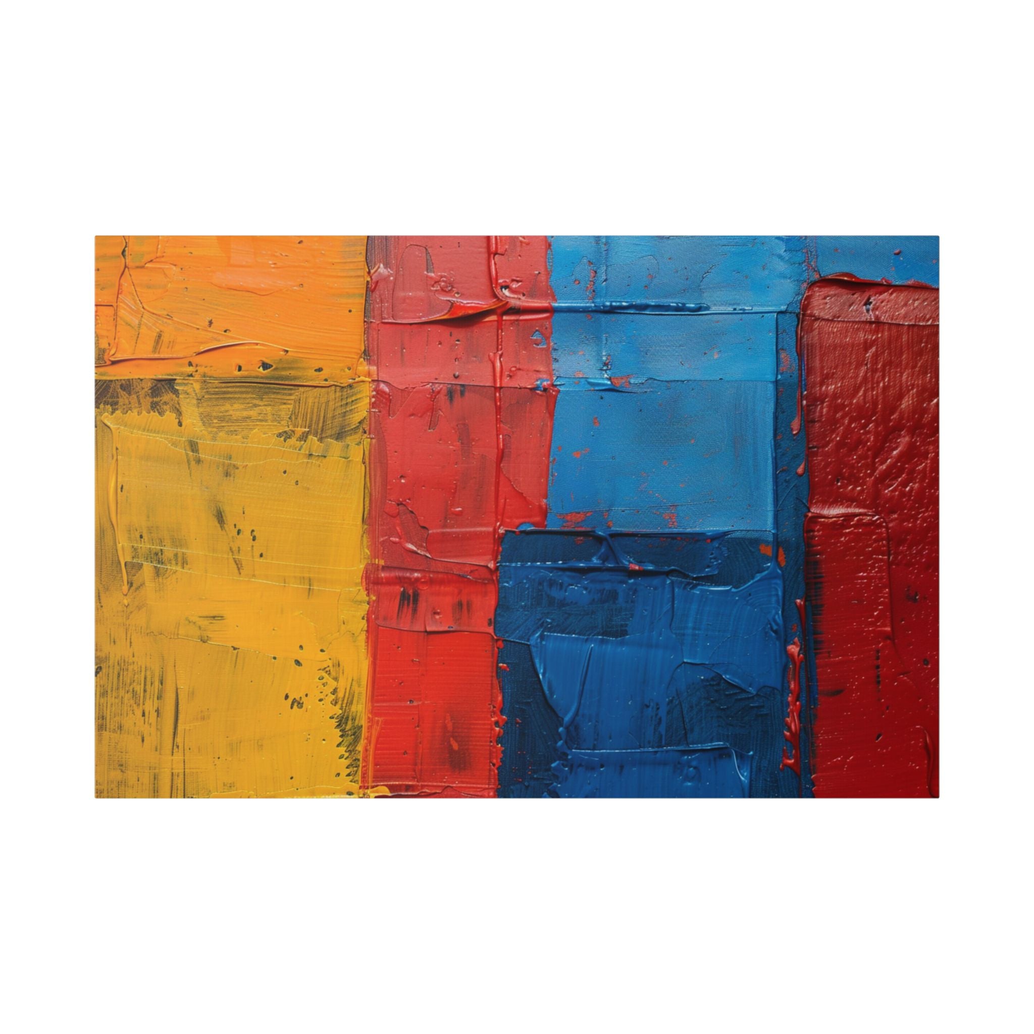 Barcelona and Catalan Artistic Heritage Abstract Color Block Canvas Print — Bold Red, Blue & Yellow Modern Wall Art