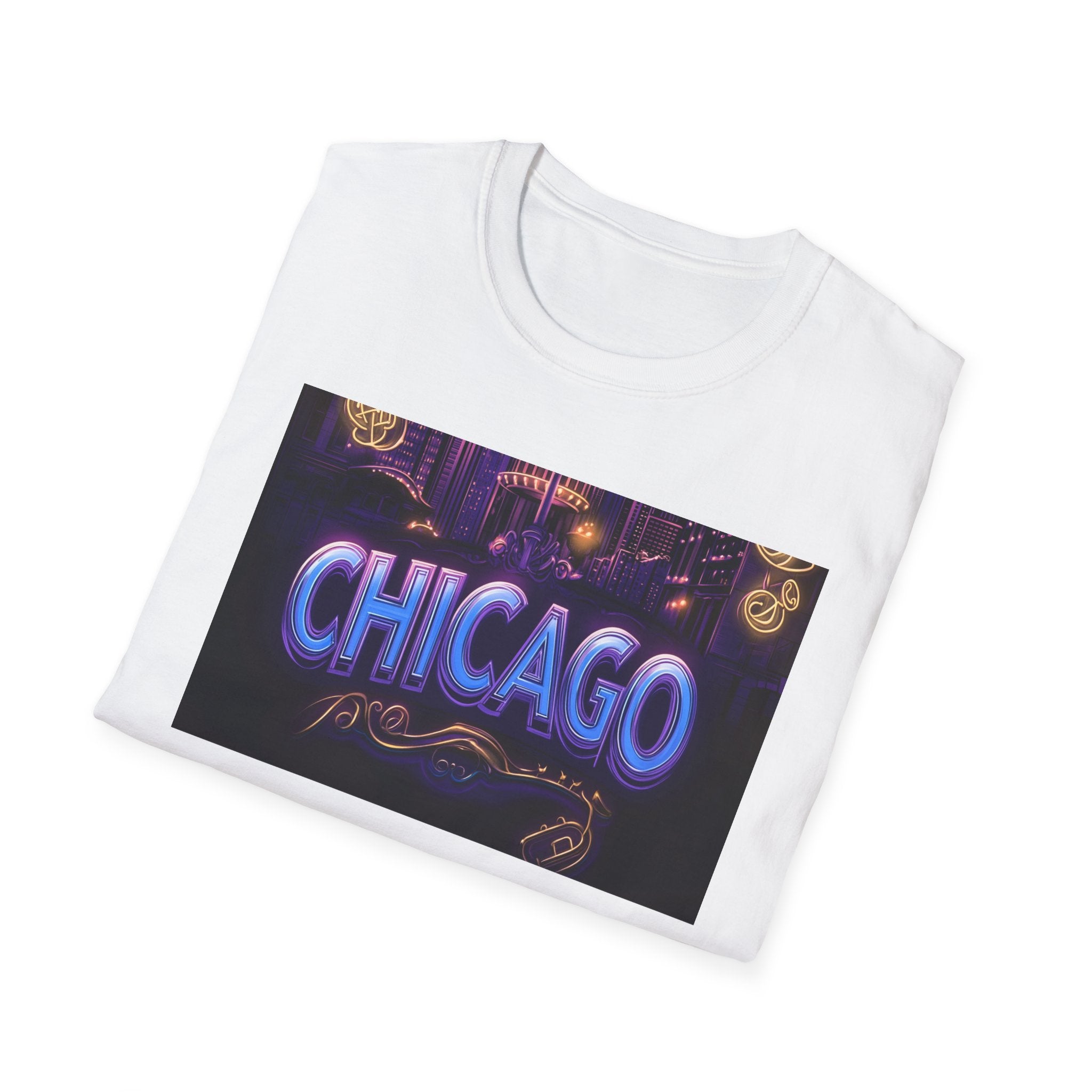Chicago Neon Sign T-Shirt | Vintage Neon City Design